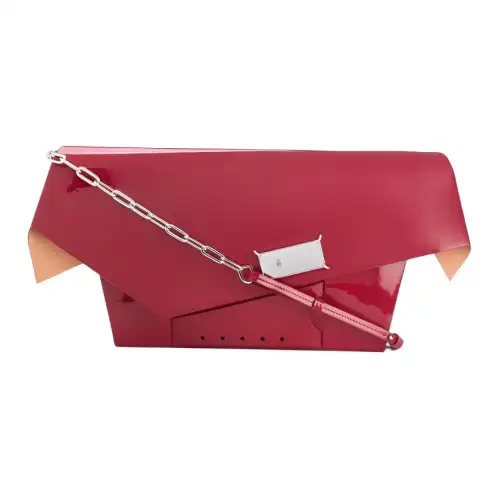 Maison Margiela Snatched Calfskin Clutch, Crossbody Bag, Shoulder Bag Women's Red