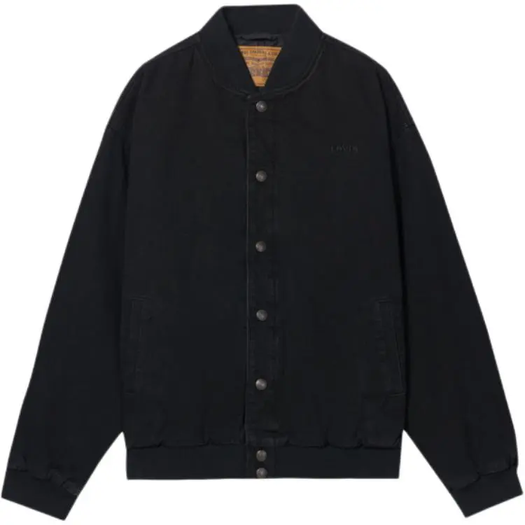 Levi's Jackets Men's Black Baseball Collar Moderate Straight Fit