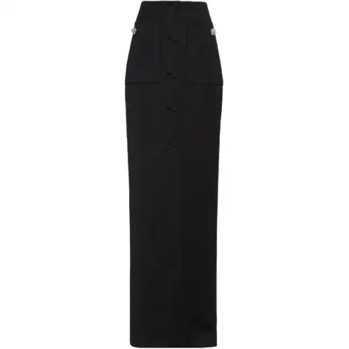 crystal-button wool maxi skirt