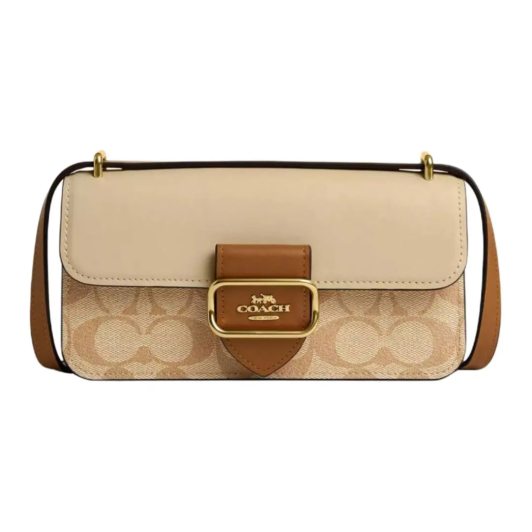 COACH Morgan Coated Canvas Shoulder Bag, Crossbody Bag Small Women's Light Khaki