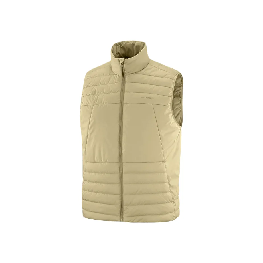SALOMON Vests Men's Gray Green Stand Collar Moderate Straight Fit