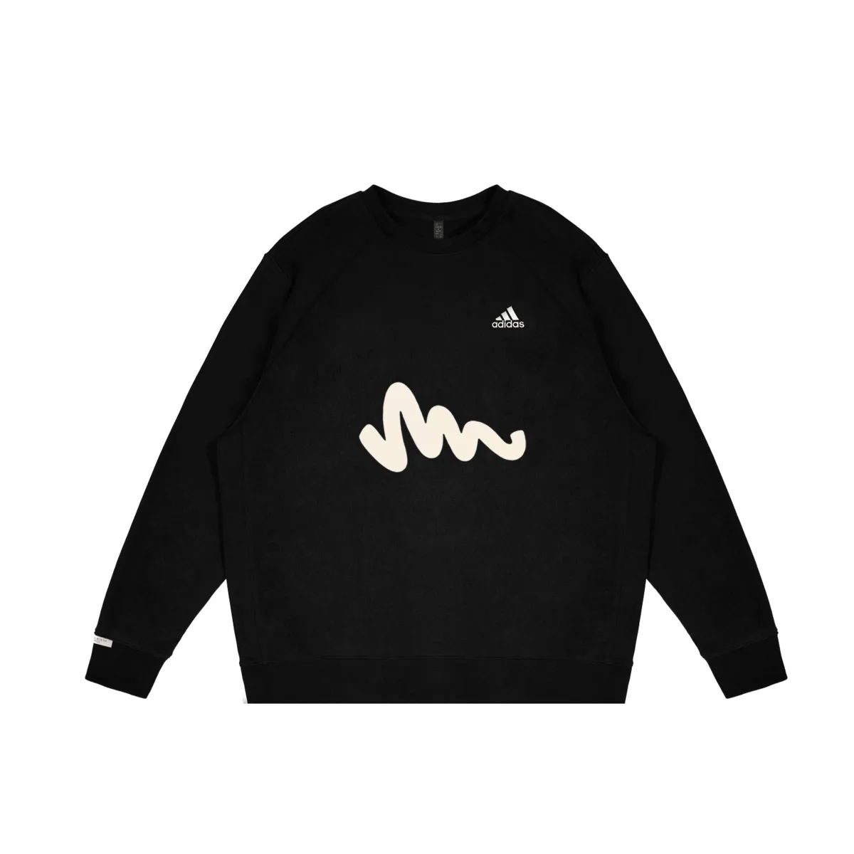 Adidas LABEL BNK Fleece Lined Wave Slimming Print Sports Crew Neck Pullover Sweatshirt Unisex