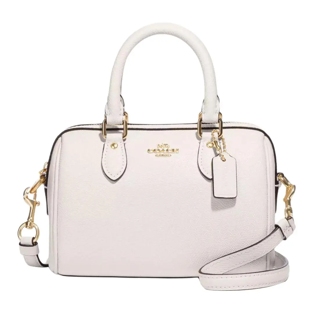 COACH Rowan Recycled Leather Boston Bag Handbag Small Women's White