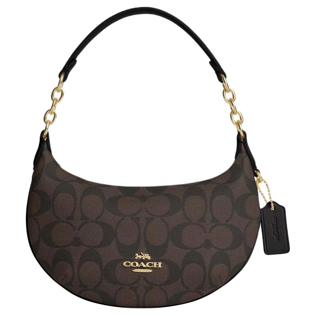 Женская сумка COACH Payton 21 (коричнево-черная)