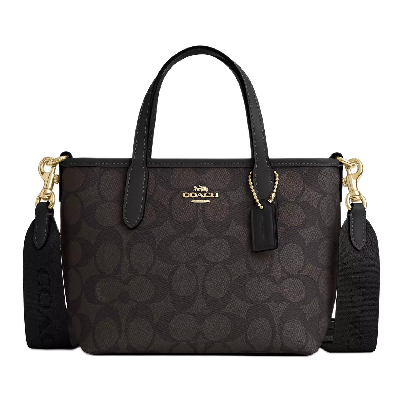 COACH Coach City 15 Brand Logo Removable Shoulder Strap Artificial Leather Tote Bag Shopping Bag Handbag Mini Women's Black