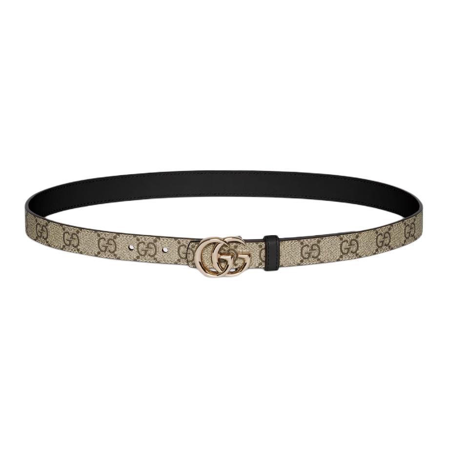Женский ремень Gucci GG Marmont (бежево-черный)