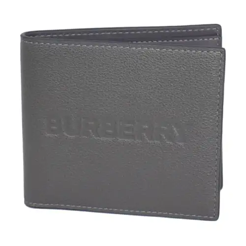 Burberry Embossed Leather Bifold Wallet Grey