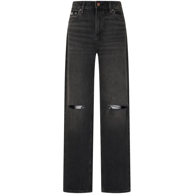 Calvin Klein Jeans Women's YYB-Denim Gray Moderate Straight Fit Pants