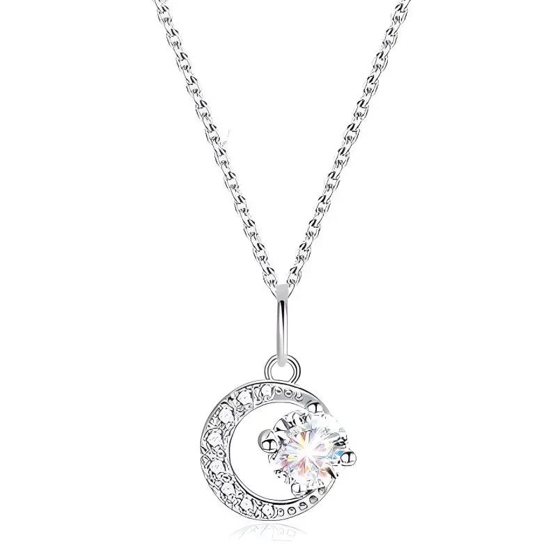 MGS 999 Silver Zircon Necklaces Women's Present Box