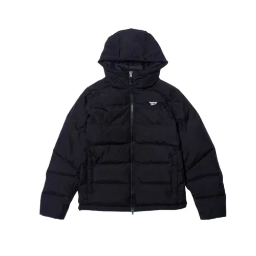 Reebok Down Jackets Unisex Black Hooded Moderate Puffer Jacket