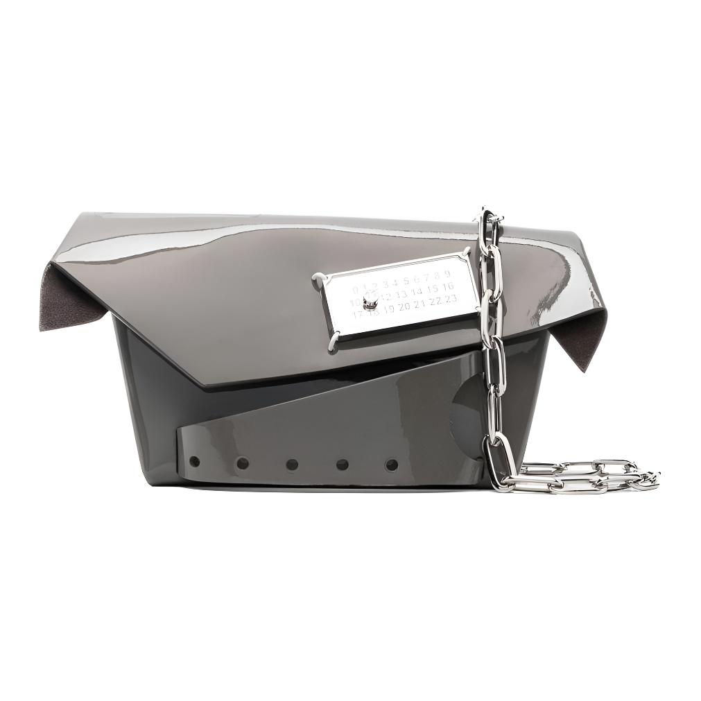 Maison Margiela Snatched Leather Foldable Clutch Bag Shoulder Bag Small Women's Graphite Gray