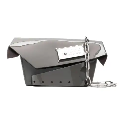 Maison Margiela Snatched Leather Foldable Clutch Bag Shoulder Bag Small Women's Graphite Gray