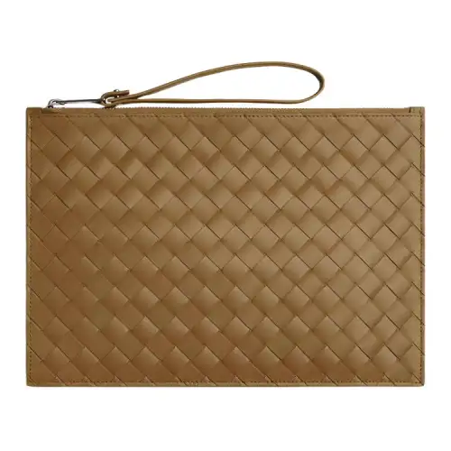 Bottega Veneta Cow Leather Clutch Large Women's Brown