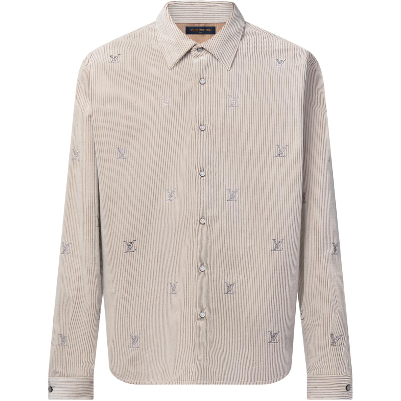 Louis Vuitton Lv Blason Embellished Long-Sleeved Corduroy Shirt
