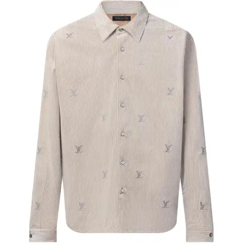 Louis Vuitton Lv Blason Embellished Long-Sleeved Corduroy Shirt