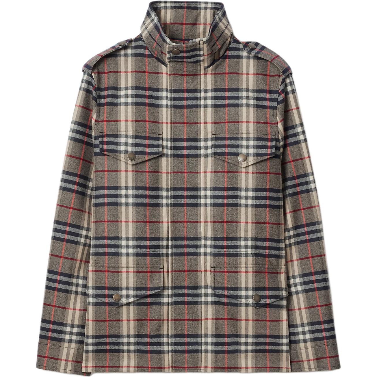 Burberry Jackets Men's Khaki Stand Collar Moderate Straight Fit