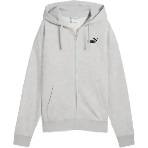 PUMA ESS Sweatshirts Women's Light Gray Hooded Moderate Cardigan
