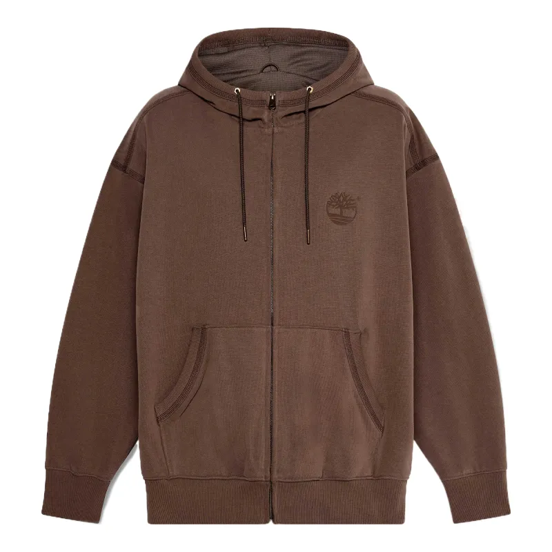 Timberland Sweatshirts Men's Brown Hooded Moderate Cardigan