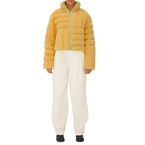 Bottega Veneta Furs Women's Yellow Stand Collar Moderate
