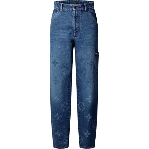 LOUIS VUITTON Jeans Men's Blue Moderate Straight Fit Pants