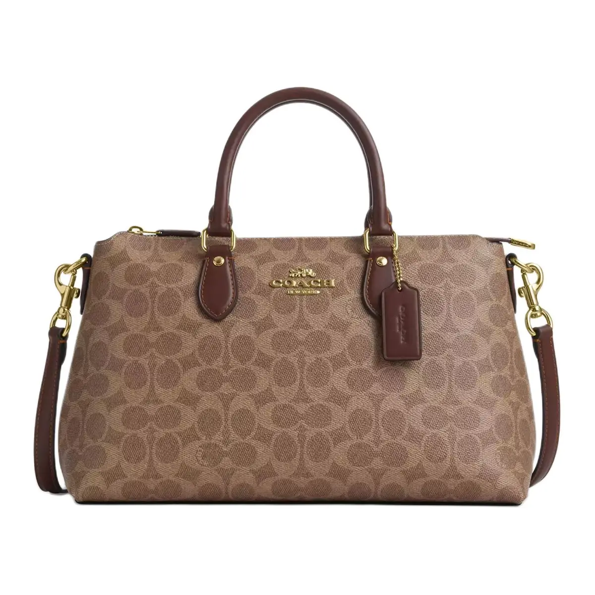COACH Rowan PVC With Leather Shoulder Bag, Crossbody Bag, Handbag Large Women's Tan