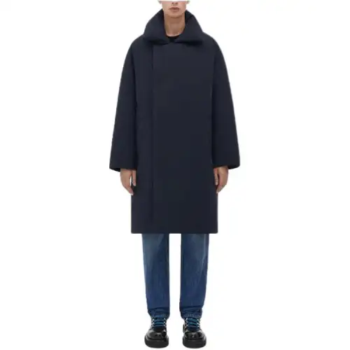 Bottega Veneta Coats Men's Dark Marine Blue Lapel Moderate Straight Fit