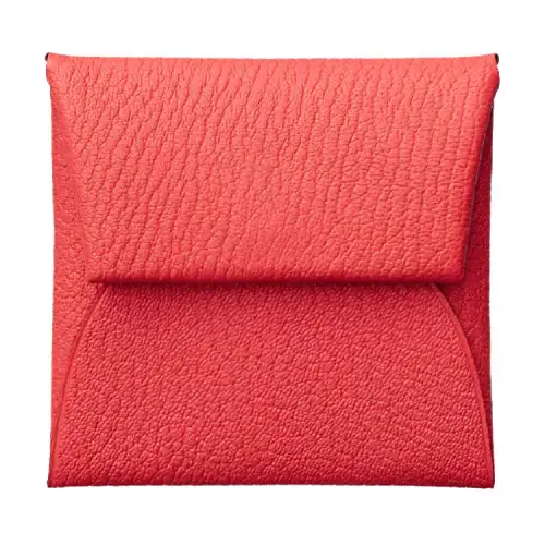 HERMES Bastia Sheepskin Wallet Women's Texas Pink/Sparrow Wood Color