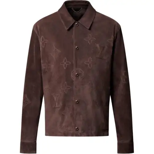 LOUIS VUITTON Monogram Embroidered Suede Overshirt