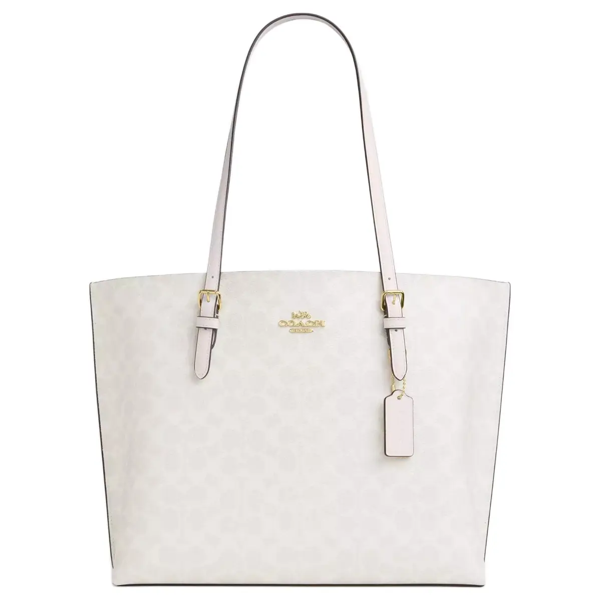 COACH Mollie Coated Canvas Tote Bag, Shopping Bag, Shoulder Bag 34 Women's Chalk White