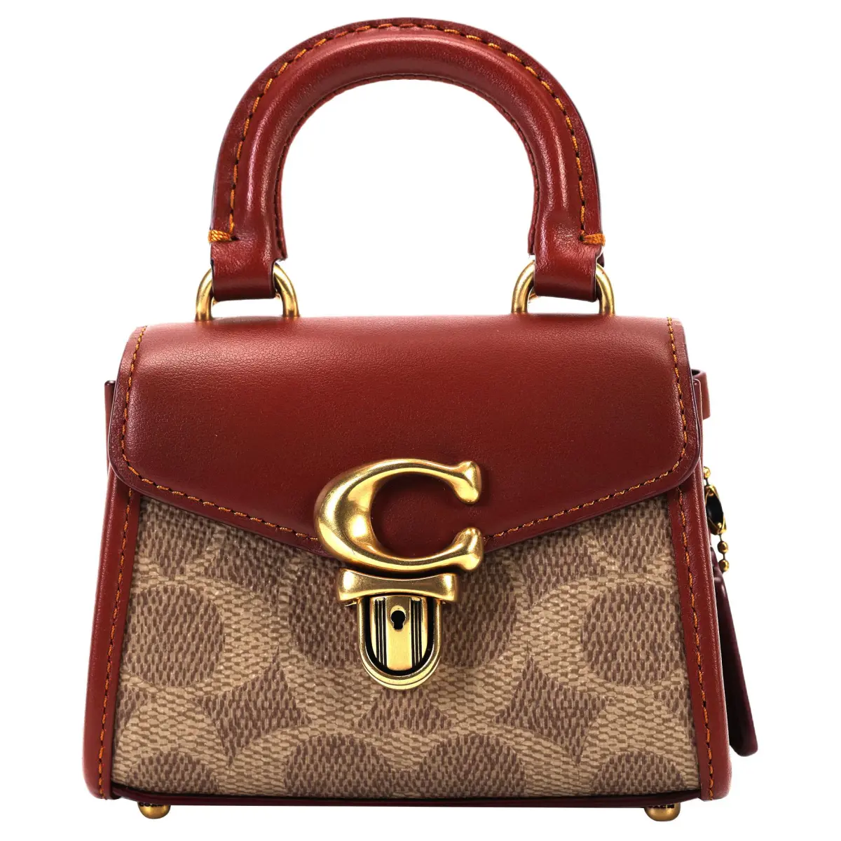 COACH Sammy Canvas With Leather Handbag Mini Women's Khaki & Brown
