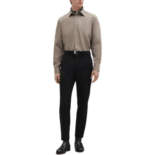 HERMES Shirts Men's Gray Lapel Moderate