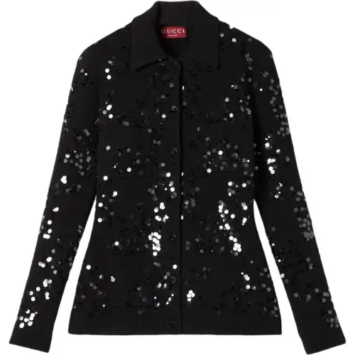 Gucci Polo Neck Tweed Cardigan