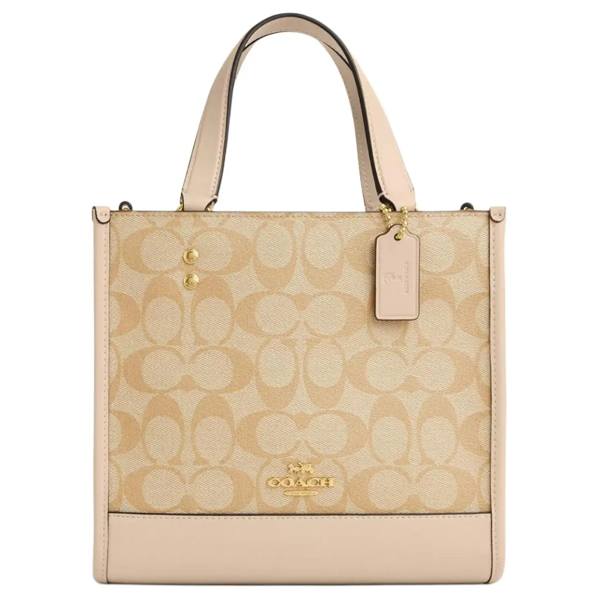 COACH Dempsey PVC With Cow Leather Tote Bag, Shopping Bag, Shoulder Bag, Handbag Small Women's Light Khaki