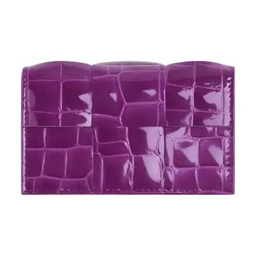 Bottega Veneta Sheepskin Card Holder, Wallet Women's Purple