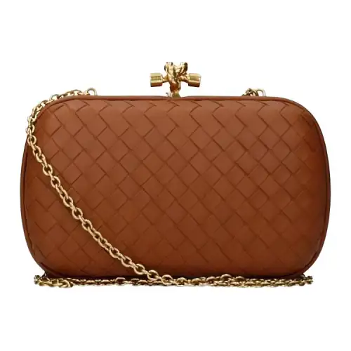 Bottega Veneta Leather One Shoulder Crossbody Clutch Women's Brown