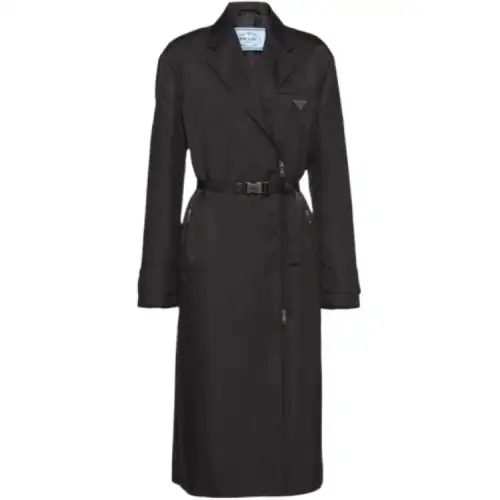 PRADA Coats Women's Black Lapel Moderate Straight Fit