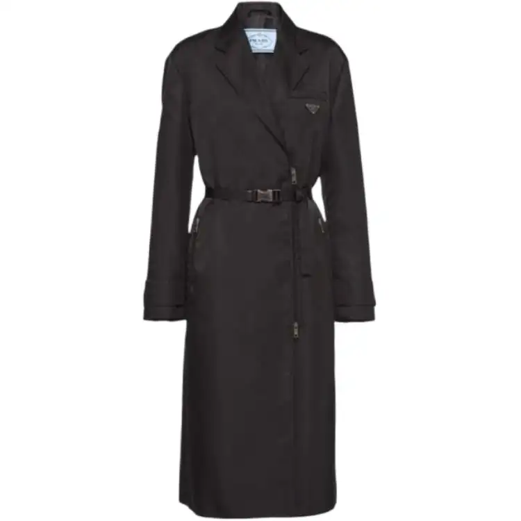 PRADA Coats Women's Black Lapel Moderate Straight Fit