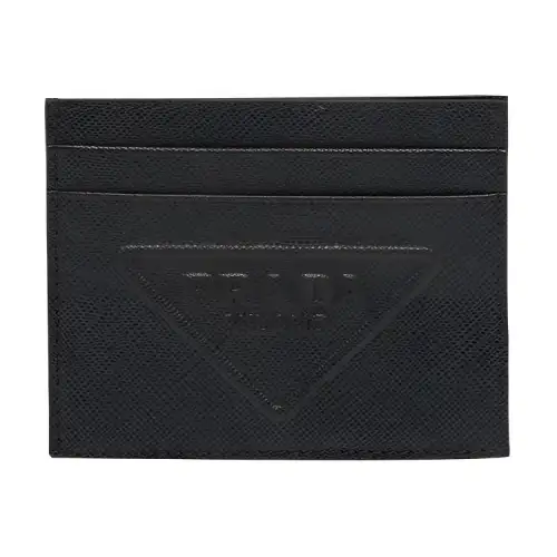 PRADA Saffiano Leather Card Holder Card Holder Men's Black