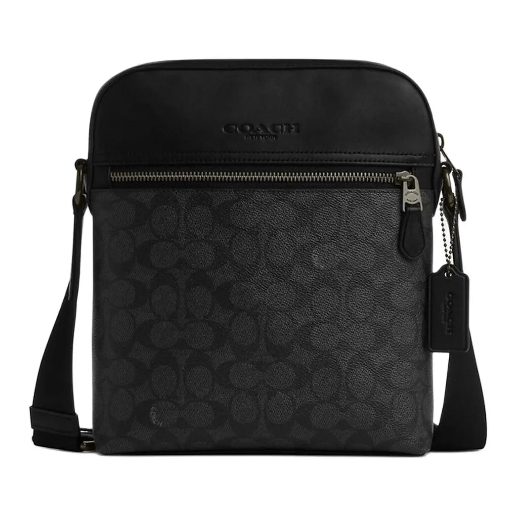 COACH Houston PVC Crossbody Bag, Shoulder Bag Small Men's Black Gray