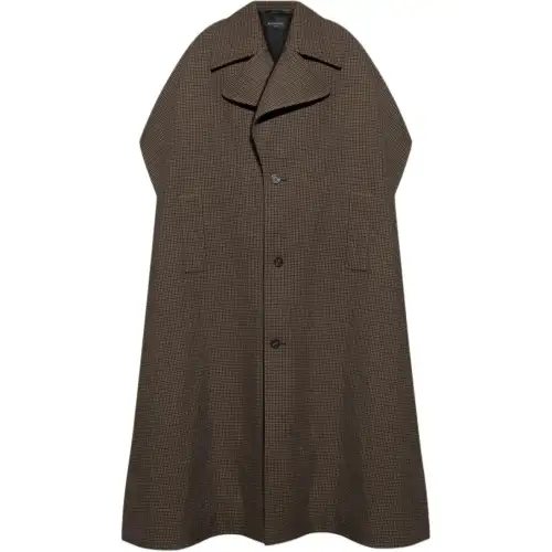 Balenciaga Houndstooth Collared Poncho