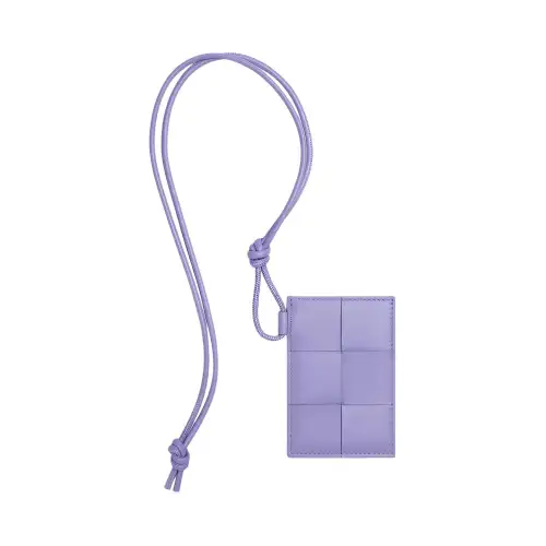 Bottega Veneta Sheepskin Business Card Holder Women's Purple