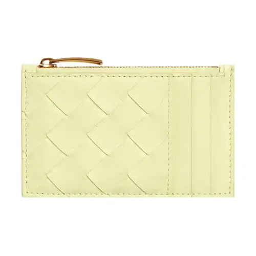 Bottega Veneta Lambskin With Calfskin Card Holder Women's Light Yellow