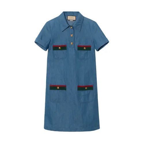 Gucci Web-detail denim dress