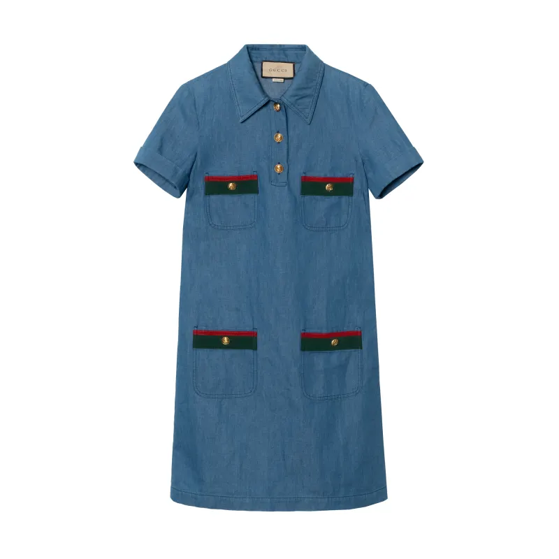 Gucci Web-detail denim dress
