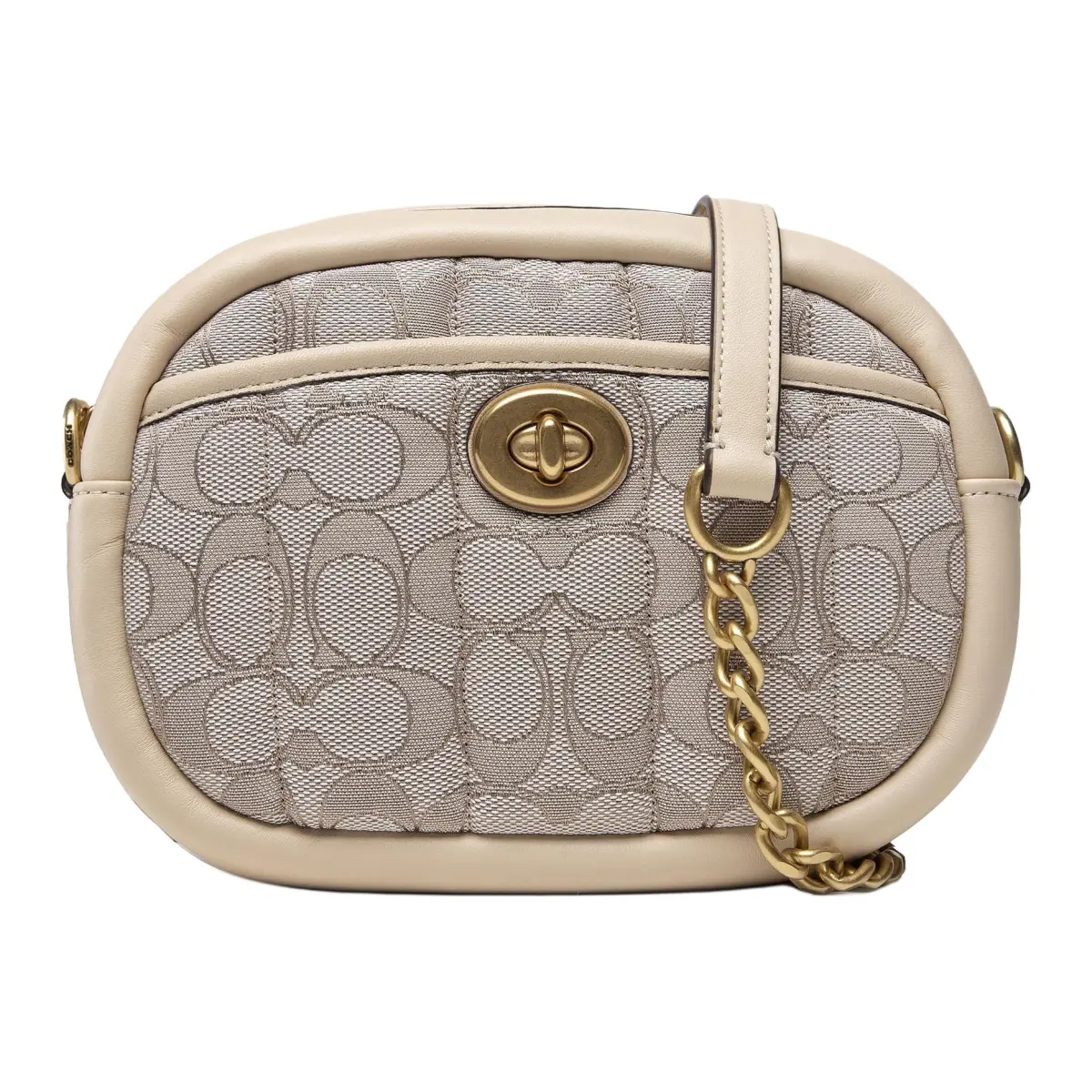 COACH Camera Cow Leather Crossbody Bag, Shoulder Bag, Round Camera Bag Small Women's Lime Ivory White