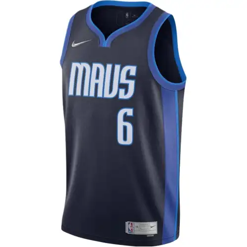 Nike NBA Retro Dallas Mavericks SW Fan Edition Bonus Edition Porzingis Jersey No. 6 Basketball Vest Men's Black
