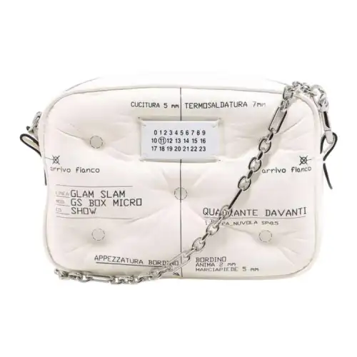 Maison Margiela Letter Print Genuine Leather Crossbody Bag, Shoulder Bag Women's White
