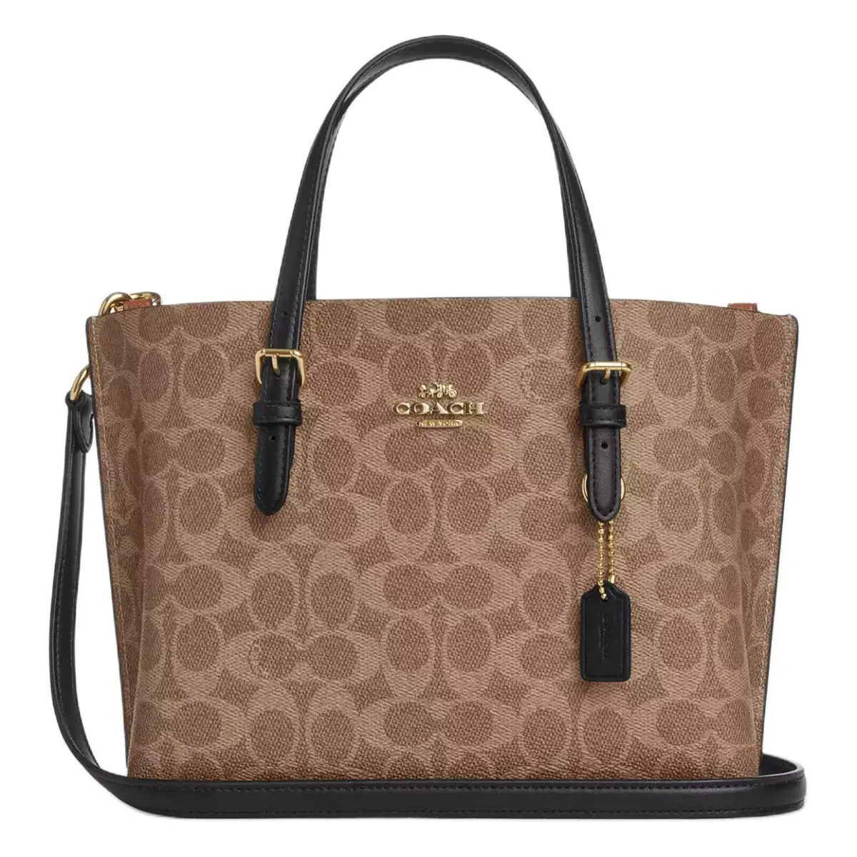 COACH Mollie Artificial Leather Handbag 25 Women's Brown & Yellow & Black
