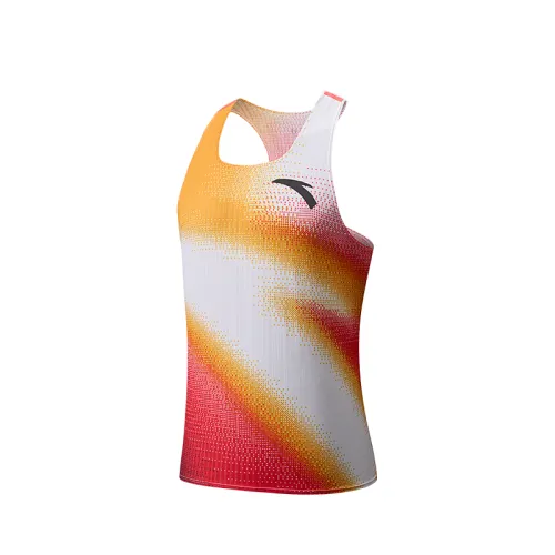 ANTA Running Tank Tops Men's Neon Bright Red Crew Neck Thin