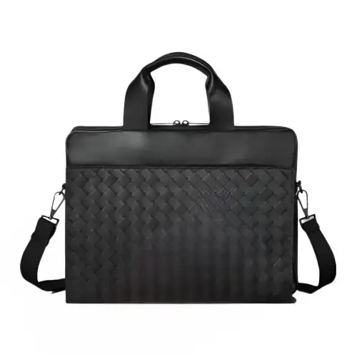 Bottega Veneta Calfskin Portable One Shoulder Crossbody Briefcase Men's Black